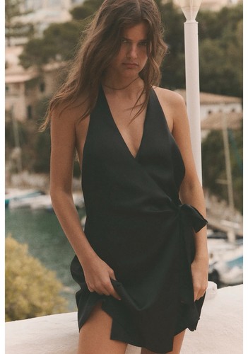 Zara halter neck satin dress - halter,