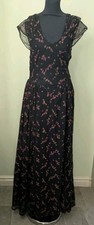 Vintage 1940s Evening Gown Pink & Gold Floral Tulle Original Full Length WW2 Era