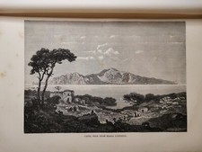 1880 Capri Italy Original Illustration Copperplate Lithograph Vintage Retro 