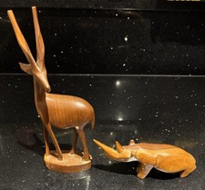 Two Hand carved wooden animals
