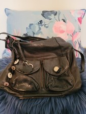 Radley Large Genuine Leather Hobo Chic Slouchy Black Handbag Shoulder Bag