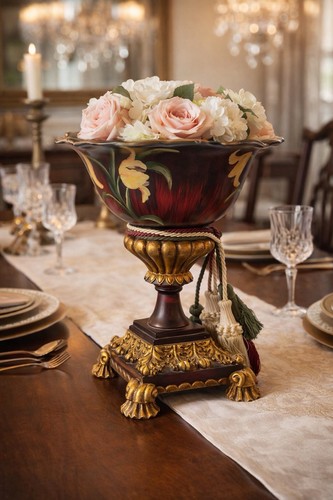 Vintage style floral pedestal - ,