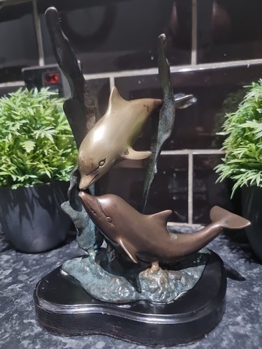 Bronze dolphins figurine - dolphins, by