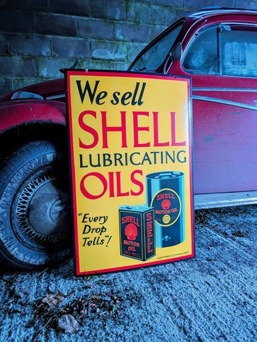 Shell enamel sign sell - shell,