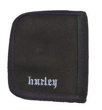 Hurley IDOL Black Grey Embroidery Mini Billfold Zip Change Pocket Wallet