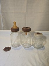 LOT Vintage Evenflo Glass Baby Bottles With Lids Nipples USA 11pc SET