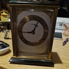 Vintage Metamec Carriage Clock, Kienzle Movement Brass & Onyx 1960s