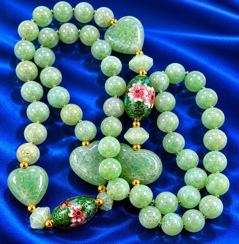Vintage cloisonne jade beaded - vintage,
