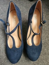 Blue T-Bar Suede Shoes - Size