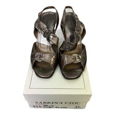 Sabrina Chic Pewter Leather Shoes Size UK 3 EU 36 Made In Italy Vintage