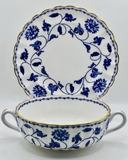Spode Fine Bone China Set Of 2 soup bowls+plate /Blue Colonel /Y6235-B / Vintage