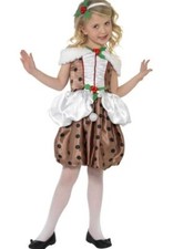 SALE NEW Girls Christmas Pudding Dress & Headband Xmas Party Fancy Dress Costume