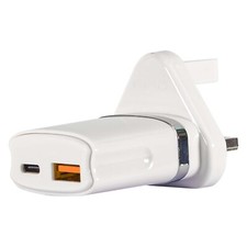 FIFO Dual USB-C & USB-A Charger ⚡ 3.1A Fast Home Mains Adapter Plug UK White