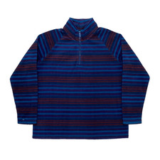 COTTON TRADERS Fleece Mens Size XL Blue Striped 1/4 Zip Sweatshirt