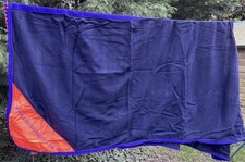 COTTON HORSE COOLER RUG 6ft NAVY WITH ORANGE & PURPLE TRIM