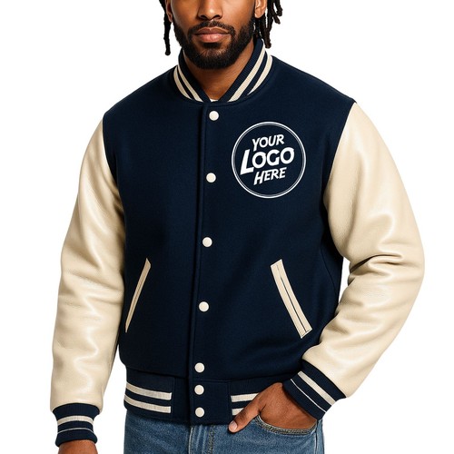 Men letterman wool leather - men's,