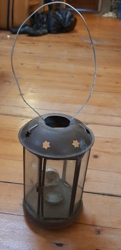 Vintage metal lantern for tea - lantern,