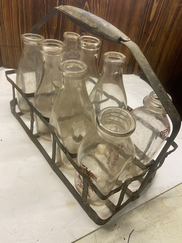 Vintage metal milk bottle - metal,