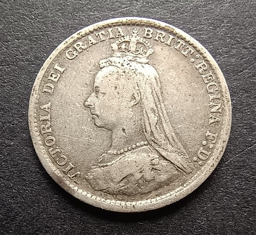 1889 silver threepence queen - silver,