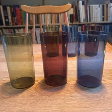 Timo Sarpaneva 6 Coloured Tumblers 1960s 12cm High Midcentury Collectible Glass