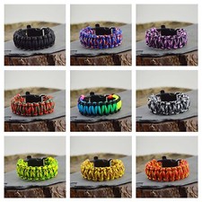 Paracord Survival Bracelet with whistle buckle in various colours Handmade In UK