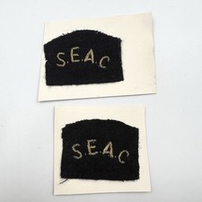 Genuine WW2 SEAC South East Asia Command Bullion Cloth Shoulder Titles