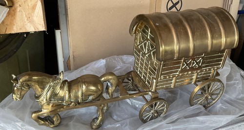 Vintage solid brass cart - cart, horse