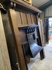 ANTIQUE FIRE SURROUND SOLID OAK ART NOUVEAU C 1890 LARGE V G C £975