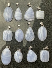 Blue Lace Agate AAA grade Pendant top quality nautal crystal gemstone 925 silver