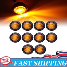 10X Amber 3/4"Round LED Bullet Clearance Side Marker Lights For Truck Trailer RV