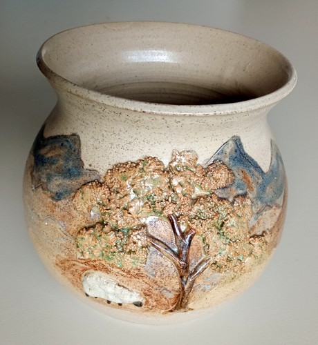 Arran pottery vase - vase, trees