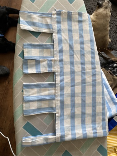 Curtain tab top blue - blue, check