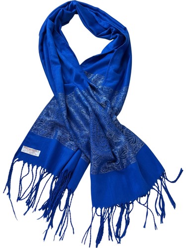 Pashmina blue scarf paisley - scarf,