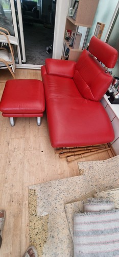 Red leather chaise lounge - chaise,