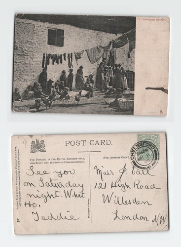 Vintage postcard crowded - postcard, court
