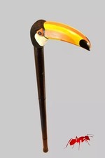 wooden walking cane toucan