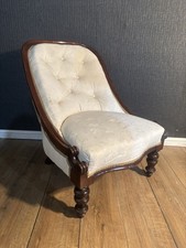 Vintage Cream Button Back Occasion Chair Bedroom Chair