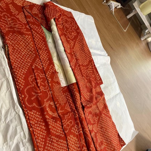Japanese kimono red floral - red,