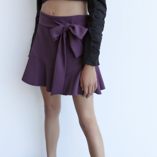 Zara purple belted bow trim - zara,