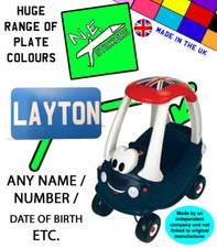 N.E.stickers Personalised number plate (s) TO FIT Tikes UNION JACK GB Cozy Coupe