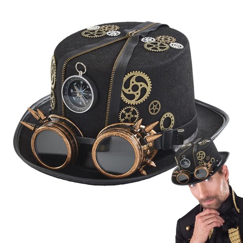 Men steampunk hat with - men, goggles