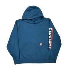 Carhartt Spellout Hoodie - 3XL Blue Cotton Blend