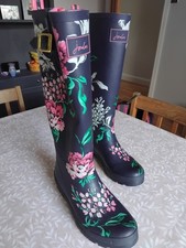 JOULES FLORAL WELLINGTON FESTIVAL TALL BOOTS SIZE 6 *Good Used Condition*