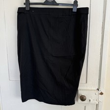 Next Black Knee Length Pencil Skirt With Button Details Size 16