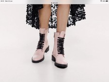 Zara Military Style baby pink lace up boots UK Size 7