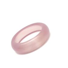 Ring Pink Agate Band Natural Gemstone Boho Thumb Chakra Crystal Metal Free