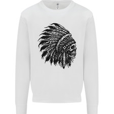 Indian Skull Headdress Biker Motorbike Mens Sweatshirt Jumper