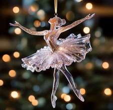 Sparkling Ballerina Christmas Ornament,Acrylic Ballerina Dance Xmas Hanging NEW