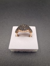 9ct Gold 1ct Black Diamonds Cluster Ring DIA Size M Elegant Statement