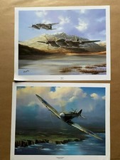 TWO  RAF aviation art prints Coastal Patrol spitfire and Mosquito